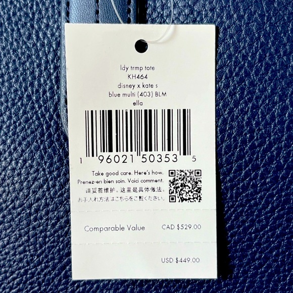 ♠️kate spade X Disney Lady and the Tramp NS North South Ella Tote, Blue NWT - Picture 14 of 15